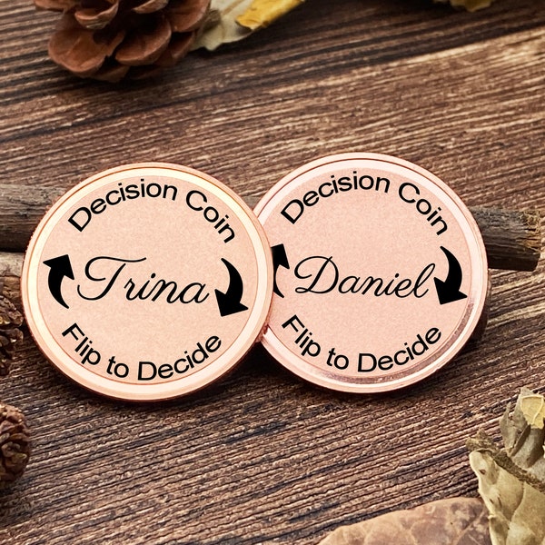 Decision Coin,Laser Engraved Flip Coin,Gift for Him/Her,Unique Brass Coin Finishes,Valentines Day Gift,Couples gift,Game Coins,Flip Coin