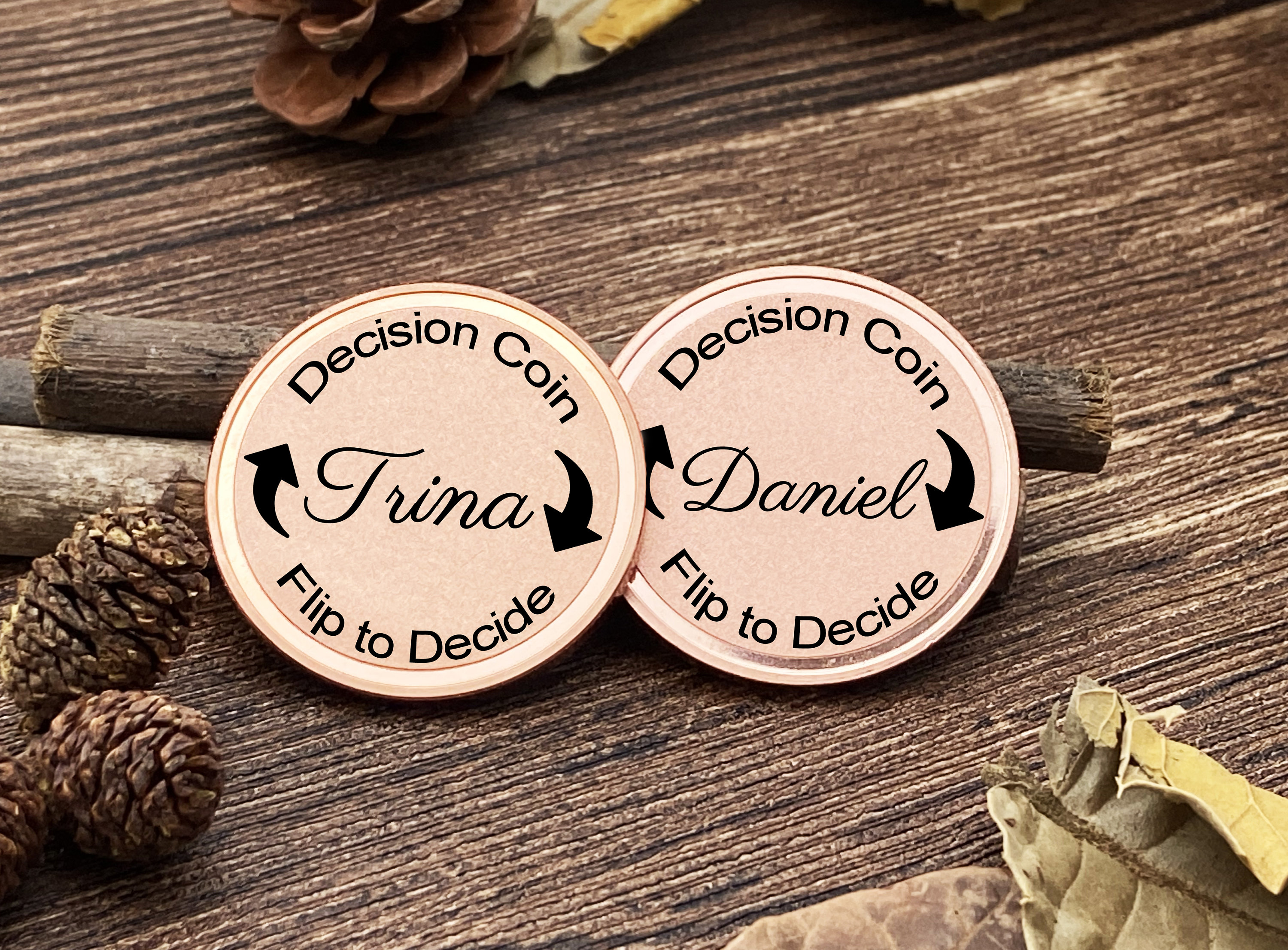Decision Coin,Laser Engraved Flip Coin,Gift for Him/Her,Unique Brass Coin Finishes,Valentines Day Gift,Couples gift,Game Coins,Flip Coin