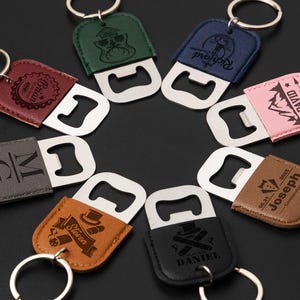 Engraved Bottle Opener Keychain Logo Bottle Opener, Boyfriend Gift, Groomsmen Gift, Birthday Present Gift for Him Personalized Best Man Gift