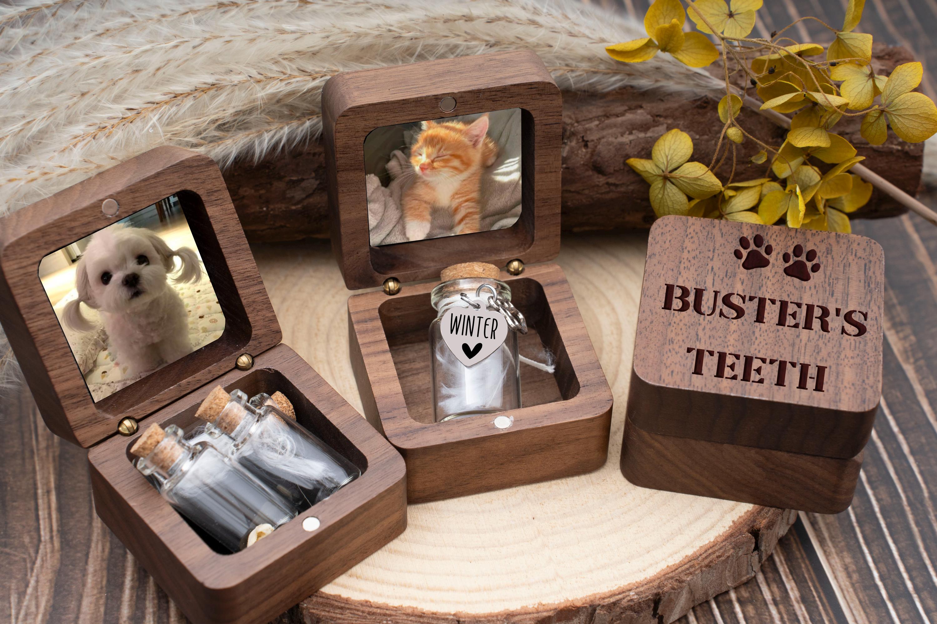 Scatola Commemorativa In Legno Di Pino Personalizzata Per Animali Domestici – Con 3 Foto, Nome E Dedica - 3