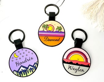 Scenery - Themed Custom Pet Identification Tags Dog Tags Personalized Dog Name Tags Silicone Dog Tags Engraved Soundless Dog Tag Silent Tag