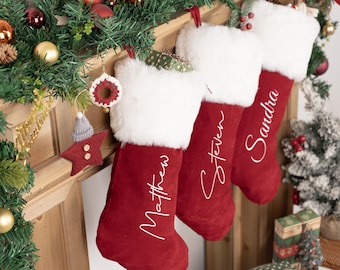 Customized Christmas Stockings with Family Names 2025 Family Christmas Stocking,Perfect for Christmas Gifts,Monogram Holiday Stocking