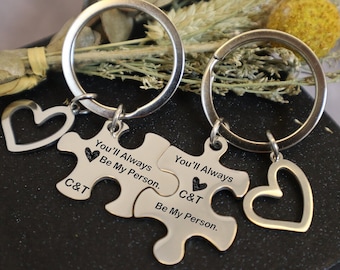 Couples key chain set,2Pcs Puzzle Keychain Set Jewelry,Anniversary gift,Personalized Puzzle keychains,Gift for him,Boyfriend Gift,Christmas