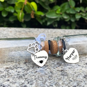 Personalized Pet fur memorial jar,pet hair keepsake, personalized glass jar memorial,glass vial for hair,rainbow bridge gift,Urn Memorial