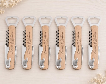 Custom Engraved Bottle Opener,Anniversary Party Favor,Personalized Corkscrew,Corporate Event Gift,Retirement Gift,Milestone Birthday Gift