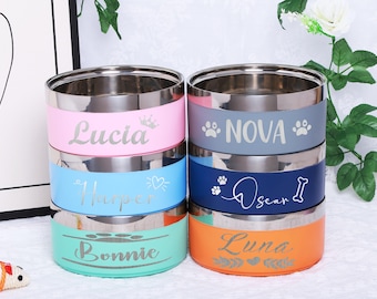 Personalized Stainless Steel Pet Bowl with Name | Custom Dog Cat Bowls for Food & Water | Insulated Gift for Pets, Ideal for Small Dogs Cats