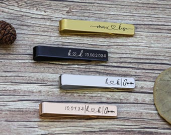 Custom Engraved Tie Bar, Engraved Tie Clip, Personalized Gift for Groomsman, Father of the Bride Gift, Personalized Gift for Men,Tie Pin
