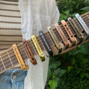 Personalized Guitar Capo with Wood Grain or Metal,Custom Guitar Capo with Names for Dad/Husband/Him,Anniversary gift,Gift for Guitarist