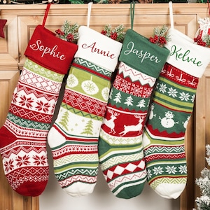 Knit Christmas Stockings, Personalized Family Stockings , Monogram Stocking, Christmas Gifts， Custom Name Stocking,Xmas Stockings For Family