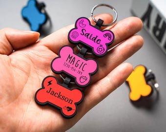 Personalized Quiet Dog Tag - Soft Silicone Pet ID | Engraved with Phone Number | Recommended for Anxious Pets,,Engraved Silicone Dog Tag