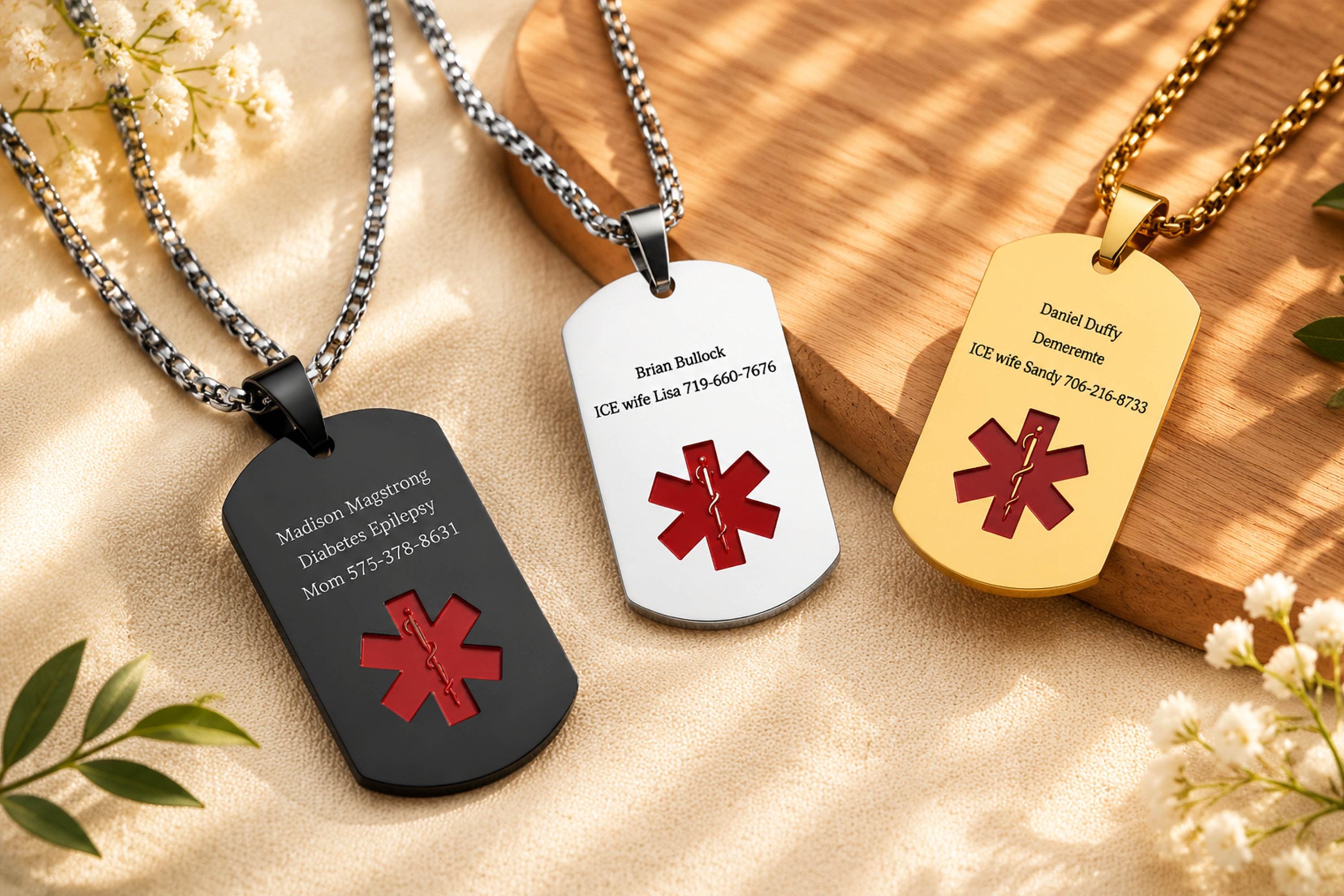 Personalized Medical Alert Necklace for Men, Custom Engraved Stainless ...