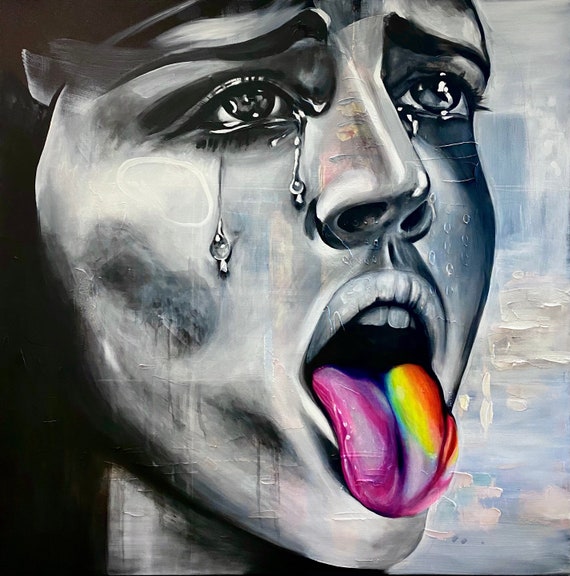 Living Statue Original Acrylic Painting Etsy