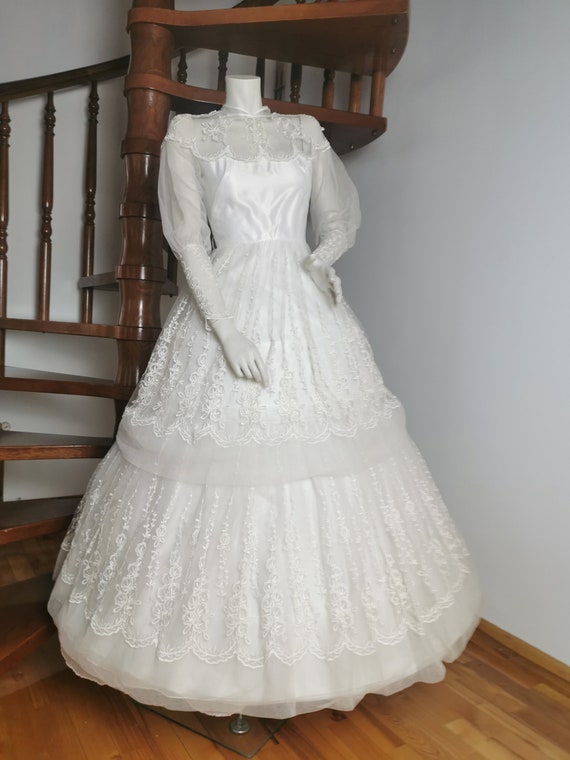 Vintage original wedding dress victorian romantic… - image 2