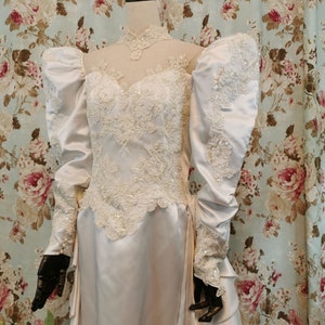 Vintage wedding princess dress lace beads detachable train victorian style edwardian inspired image 8