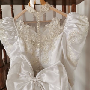 Vintage wedding princess dress lace beads detachable train victorian style edwardian inspired image 6