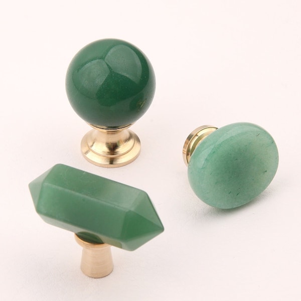 Green Aventurine Drawer Knob/Crystal Stone Drawer Pull/Closet Handle/Cabinet Wardrobe Pull/ home Knob/Dresser Knob/One hole Crystal pull