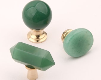 Green Aventurine Drawer Knob/Crystal Stone Drawer Pull/Closet Handle/Cabinet Wardrobe Pull/ home Knob/Dresser Knob/One hole Crystal pull