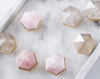 Hexagon Crystal knobs and Pulls/brass Drawer Knobs/luxury Cabinet Pulls/Wardrobe Pull /offices Knob /cafes Knob /restaurant  Knob