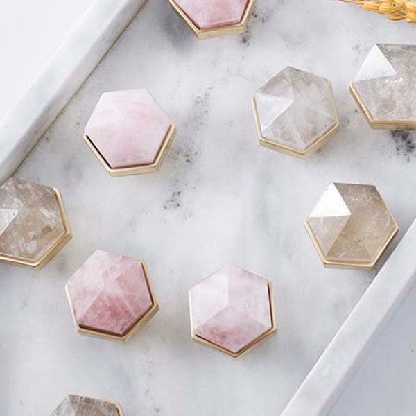 Hexagon Crystal knobs and Pulls/brass Drawer Knobs/luxury Cabinet Pulls/Wardrobe Pull /offices Knob /cafes Knob /restaurant  Knob