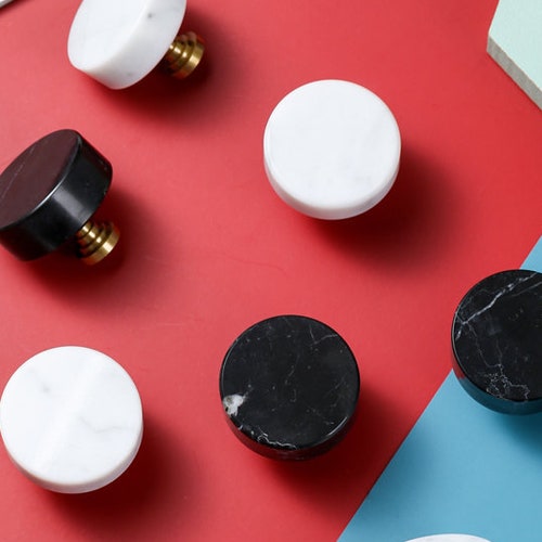 Marble Knobs and Pulls Black White/brass Drawer Knobs/luxury Etsy