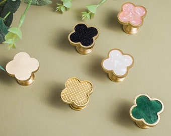 Clover brass knobs and Pulls/Nature shell Drawer Knobs/ Cowhide Clove Cabinet Pulls/Wardrobe Pull/offices Knob /cafes Knob /restaurant  Knob