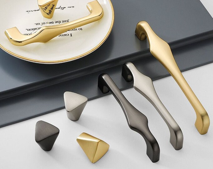 Modern Brass Drawer Knobs Pulls/kitchen Pull Handles/cabinet - Etsy