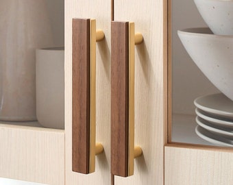 Solid Wood Kirsite Drawer Pulls Knobs/Modern Cupboard Handles /Flat Drawer Knobs/Cabinet Pulls/Wardrobe Pull/ home Knob /walnut door pulls