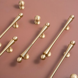 Poignées de 3,78 po. 5 po. boutons de commode en laiton brossé/boutons de tiroir en laiton massif/poignées de meubles gravées sur mesure/poignées de porte de placard de commode