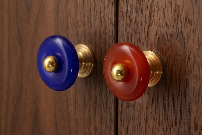 Opal Round Drawer Knobs/Nickel base children Dresser Pulls/Cabinet Handles/Wardrobe Knobs/Unique nursery room knobs/Cupboard handles image 3