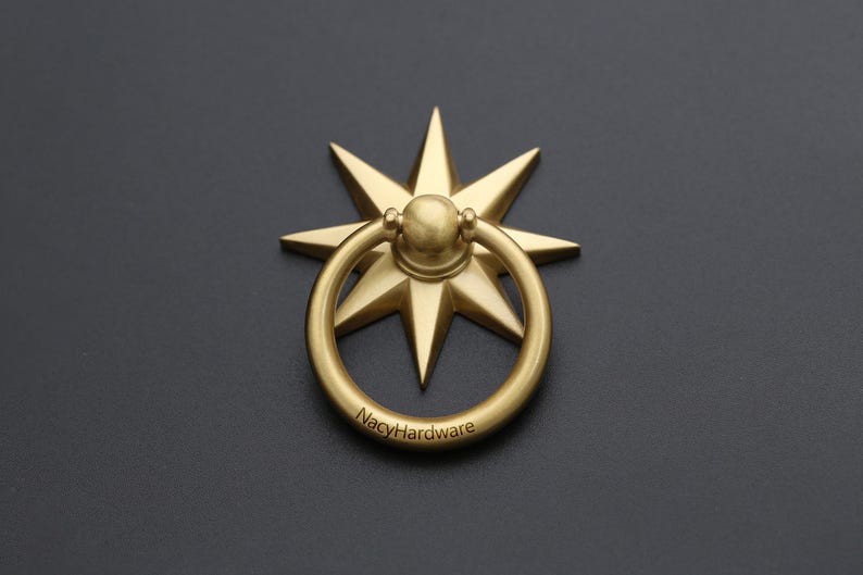 Sun solid brass knobs and Pulls/Drawer Knobs/Custom Engraved Cabinet Pulls/Wardrobe Pull/Ring drop pulls/Cupboard door handles/Circle pulls image 1