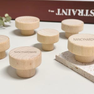 Paintable Flat wooden Draw Pulls Cabinet Knob Unfinished wood knobs Replacement handles Custom Engraved Boho Nursery DIY knobs wood handles
