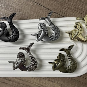 Mermaid drawer knobs/modern Drawer Knobs/Custom Engraved Children room Cabinet Pulls/Wardrobe Door handle/Nursery gold knob/restaurant  Knob