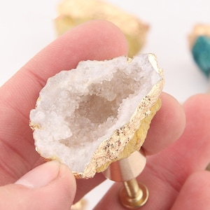 Crystal edging gold one-hole home knobs/Unique crystal Drawer Pulls /Cabinet Pulls/Wardrobe Pull/Irregular crystal Knob image 4