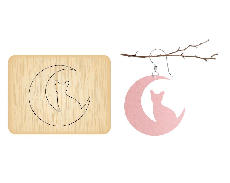 Moon cat Leather die Cutters crescent moon steel rule punch cutting die craft tools cat earrings dies