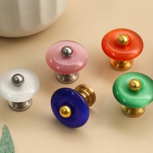 Opal Round Drawer Knobs/Nickel base children Dresser Pulls/Cabinet Handles/Wardrobe Knobs/Unique nursery room knobs/Cupboard handles image 2