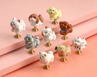 Puppy Ceramics Drawer Knobs for kids/children Drawer Pulls for nursery/Custom Engraved Cabinet Pulls/Wardrobe Pull/Dog nursery room knob