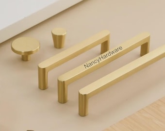 Moderne massive Messing Schubladenknäufe / Gold Möbel Möbel Schrank Schrank Tür Pulls und Knäufe Kundenspezifische gravierte Kabinettkegelknöpfe
