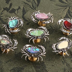 Crab abalone shell knobs/Modern Drawer pull/Custom Engraved Cabinet handles/Mother of Pearl Wardrobe Door Pulls/Nursery bedroom decor Knobs