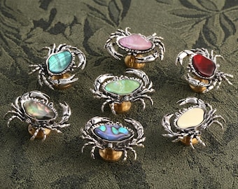 Crab abalone shell knobs/Modern Drawer pull/Custom Engraved Cabinet handles/Mother of Pearl Wardrobe Door Pulls/Nursery bedroom decor Knobs