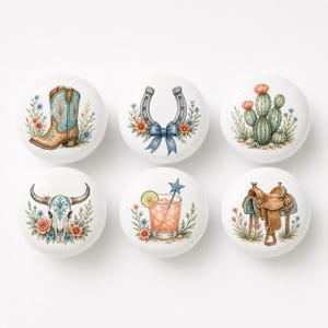 Cowgirl Ceramic Nursery room Handles/Kitchen Dresser Knobs/Club Cocktail Drawer knob/Boots Door Cabinet Pulls/Western Wardrobe Handles