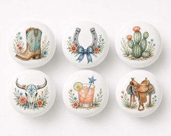 Cowgirl Ceramic Nursery room Handles/Kitchen Dresser Knobs/Club Cocktail Drawer knob/Boots Door Cabinet Pulls/Western Wardrobe Handles