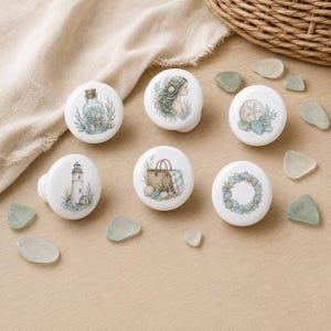 Seaglass Ceramic Drawer Knobs/Siren Dresser knob/Resort Nursery room Handles/Lighthouse Cabinet Door Pulls/Turquoise Home Wardrobe Knob