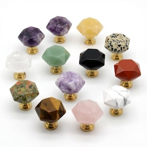 Lådknopp med hexagram i naturlig kristall/Byråhandtag med ädelsten/Skräddarsydd gravyr till garderob/Klädhandtag till skåp/Dörrhandtag/Barnrumsknopp