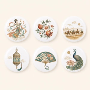 Flying Apsara Ceramic Drawer Knobs/Silk Rod Cabinet Door Pulls/Peacock Children room Handles/Fan Wardrobe knob/Pomegranate Home Dresser Knob