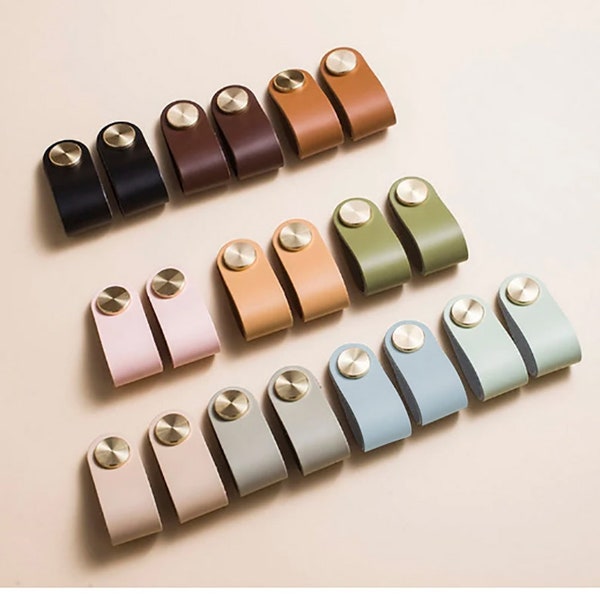 Tiroir en cuir Tire / SHIP de U.S Drawer Knobs / Cabinet Pulls / Wardrobe Pull / poignée de porte en cuir / bouton de bureau / bouton de café /