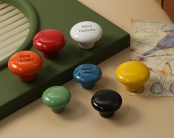 Runde Knöpfe Keramik Schubladenknöpfe zieht Kinderzimmer Regenbogen Farbe Griffe Individuell gravierte Einloch-Kommoden Knöpfe Schranktür zieht Knöpfe