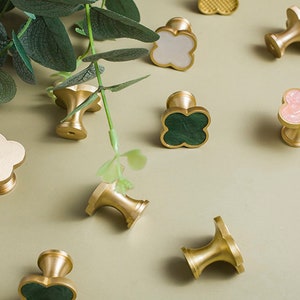 Clover brass knobs and Pulls/Nature shell Drawer Knobs/ Cowhide Clove Cabinet Pulls/Wardrobe Pull/offices Knob /cafes Knob /restaurant Knob image 5