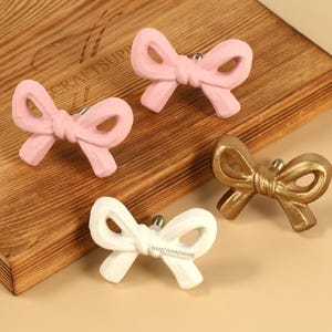 Pink Bow white bow gold bow knobs/Cabinet Pulls/Custom Engraved Wardrobe Pulls/Kitchen handles/Children room knobs/Door pulls/Nursery knobs