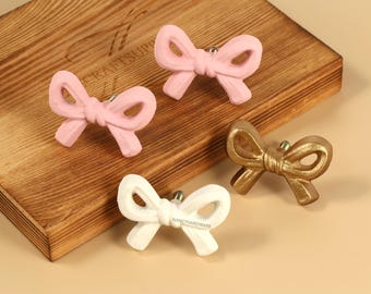 Pink Bow white bow gold bow knobs/Cabinet Pulls/Custom Engraved Wardrobe Pulls/Kitchen handles/Children room knobs/Door pulls/Nursery knobs