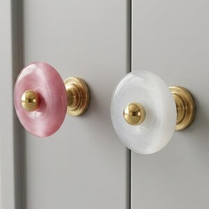 Opal Round Drawer Knobs/Nickel base children Dresser Pulls/Cabinet Handles/Wardrobe Knobs/Unique nursery room knobs/Cupboard handles image 5